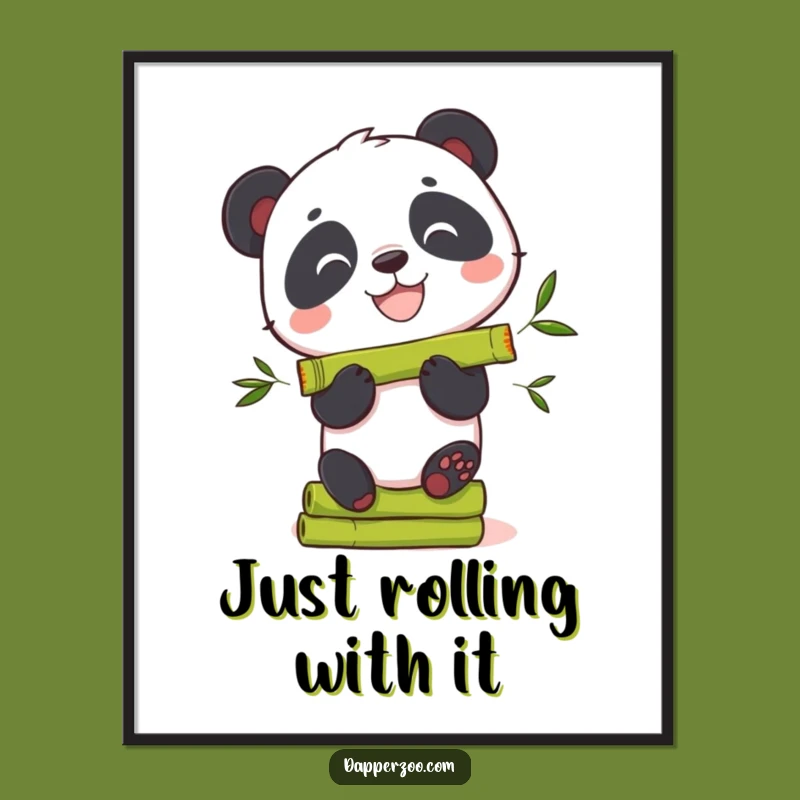 Free Printable Panda Wall Art: Bamboo Balancing Bear Funny Downloadable Decor