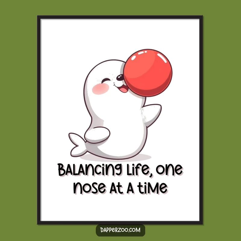 Free Printable Seal Wall Art: Hilarious Ball Balancing Animal Downloadable Art