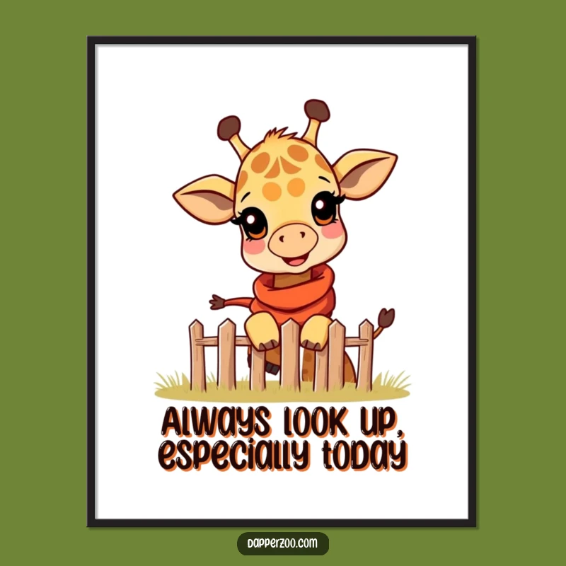 Free Printable Wall Art: Giraffe Calf Peek Art - Downloadable Decor Gift