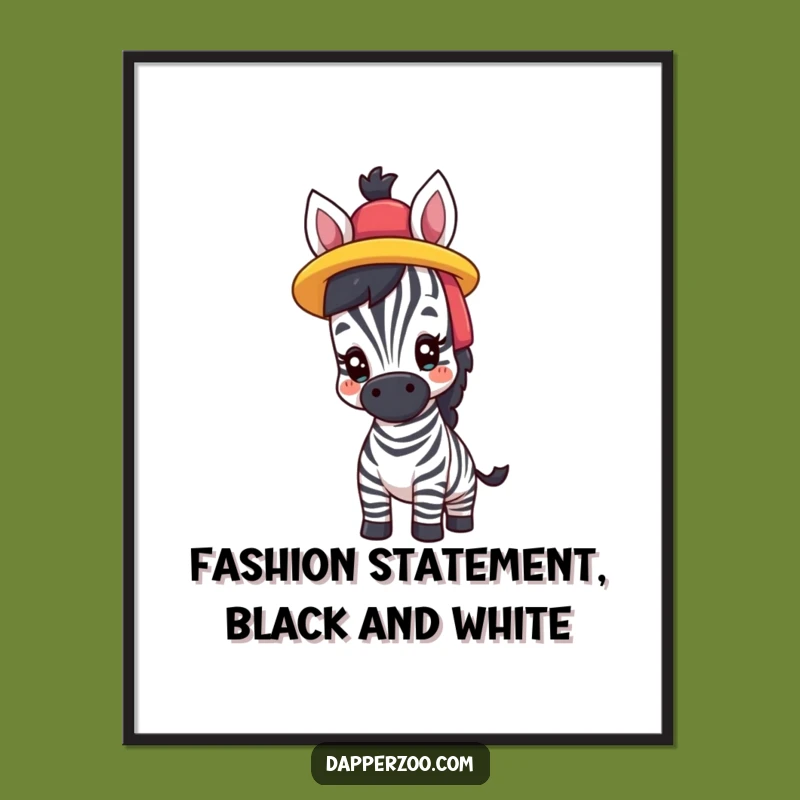 Free Printable Zebra Wall Art: Comical Hat Fashion Downloadable Art