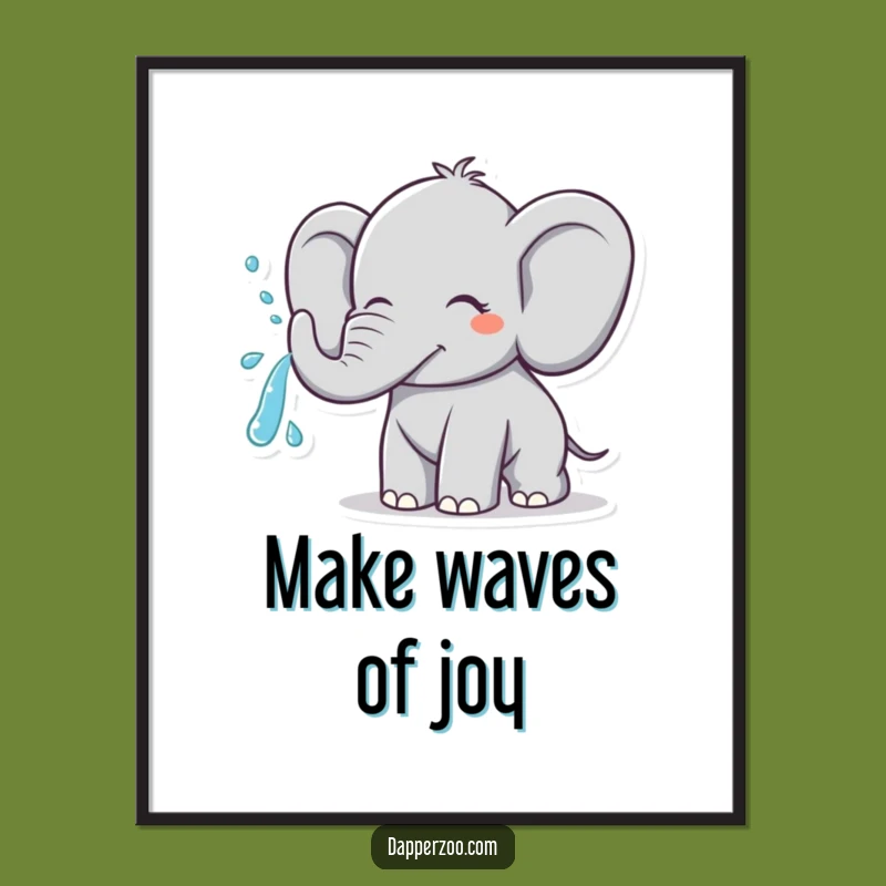 Funny Free Printable Wall Art: Elephant Water Spray Downloadable Decor Gift