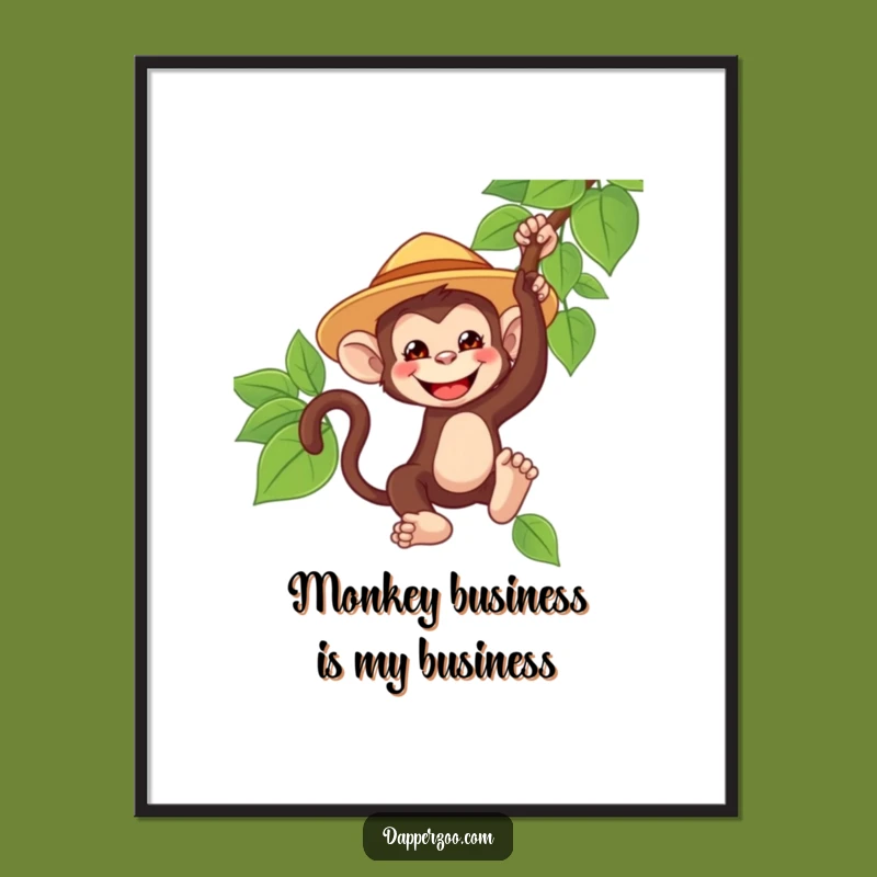 Free Printable Wall Art: Hilarious Monkey Jungle Swing Downloadable Decor