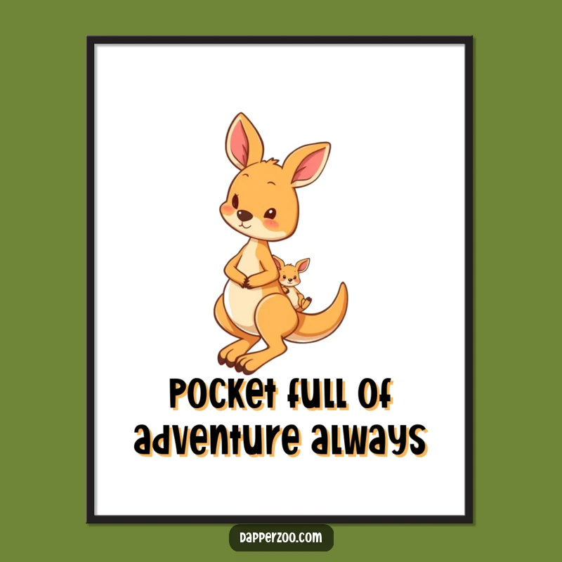 Free Printable Kangaroo Wall Art: Curious Joey Pouch Downloadable Art