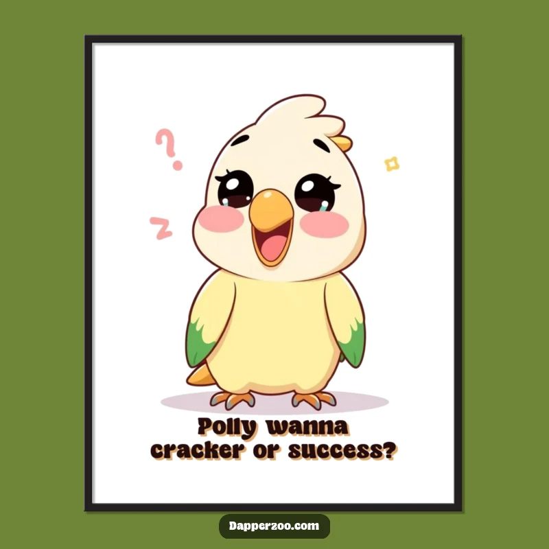 Funny Free Printable Wall Art: Kawaii Parrot Mimicking Sounds with Glee