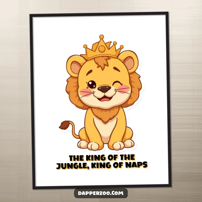 Funny Free Printable Wall Art: Lion cub cub king cub striking a kingly pose, proud chest, regal decor, downloadable art