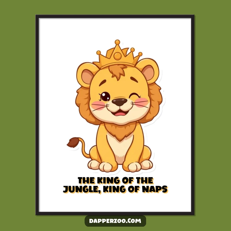 Free Printable Wall Art: Funny Lion Cub King Cub Art - Downloadable Decor Gift