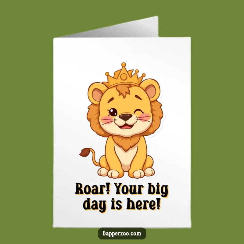 Free Printable Birthday Card: Funny Lion Cub King Cub Card - Downloadable Fun Gift