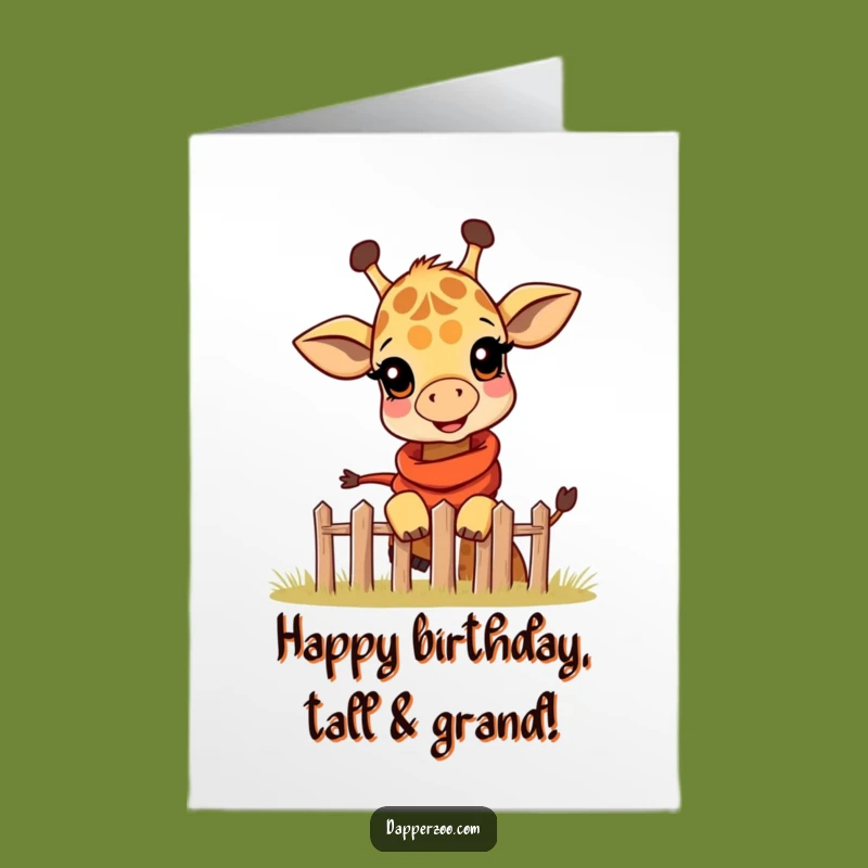 Free Printable Birthday Card: Giraffe Calf Peek Card - Downloadable Fun Gift