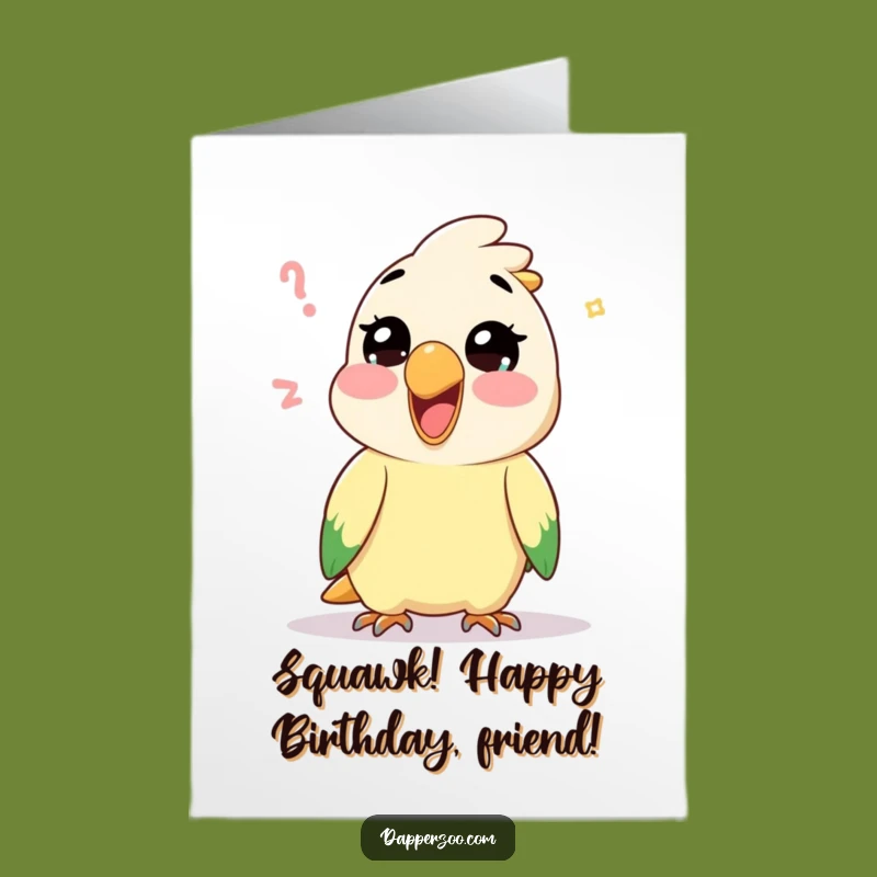 Free Printable Birthday Card: Glee-ful Kawaii Parrot for a Funny Birthday