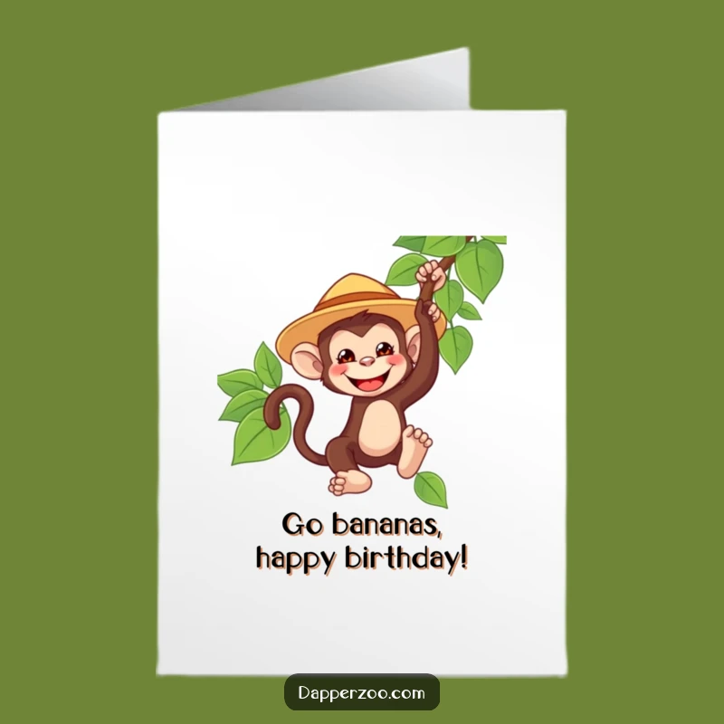 Free Printable Birthday Card: Monkey Jungle Adventure Downloadable Gift