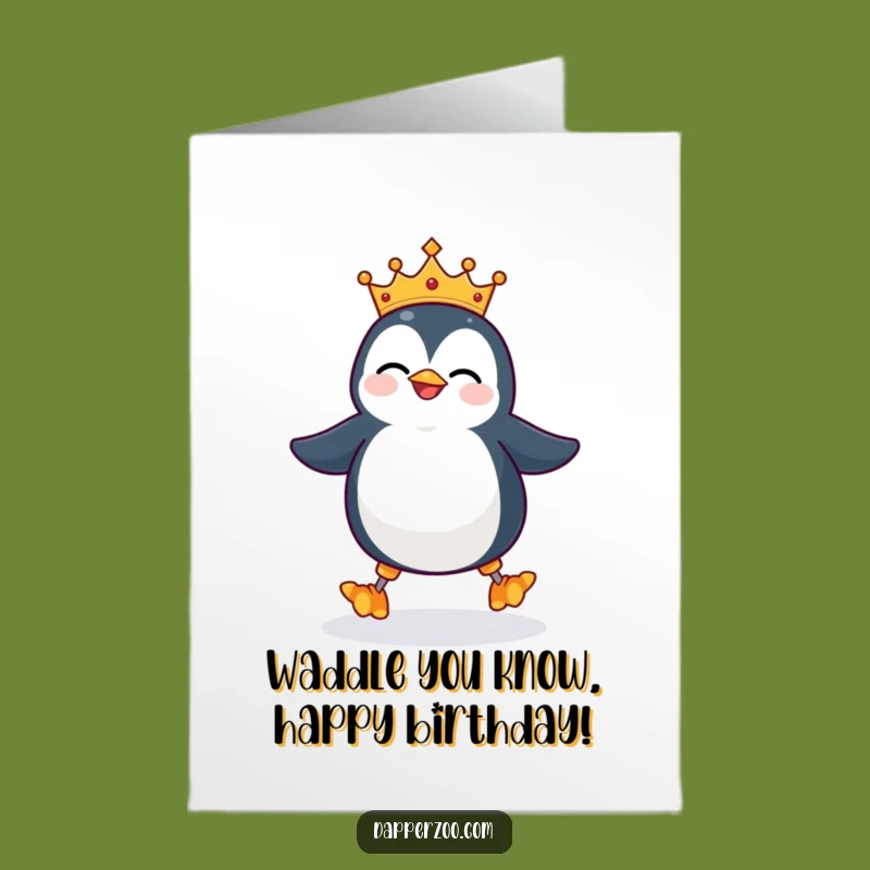 Free Printable Birthday Card: Penguin Stilt Walker Fun Downloadable Gift