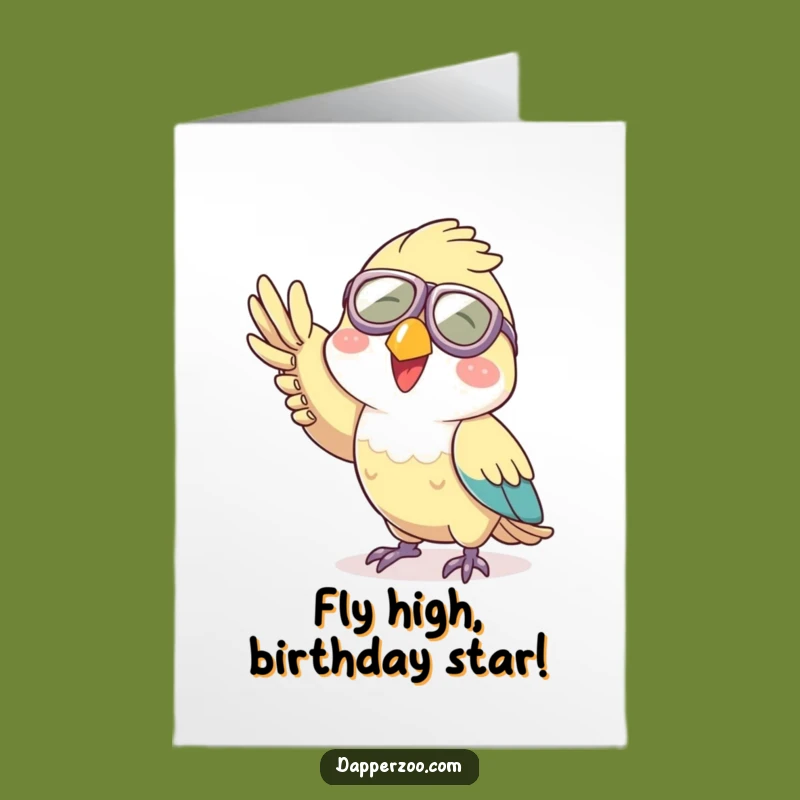 Free Printable Funny Parrot Birthday Card: Aviator Parrot Waving Fun Downloadable Gift