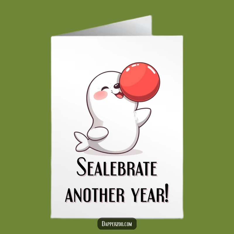 Free Printable Seal Birthday Card: Hilarious Ball Balance Joyful Downloadable Gift