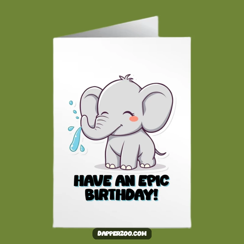 Free Printable Birthday Card: Cheerful Elephant Water Spray Downloadable Gift