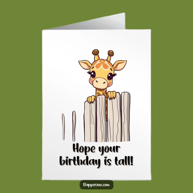 Free Printable Birthday Card: Giraffe Peeking Fence Downloadable Greeting