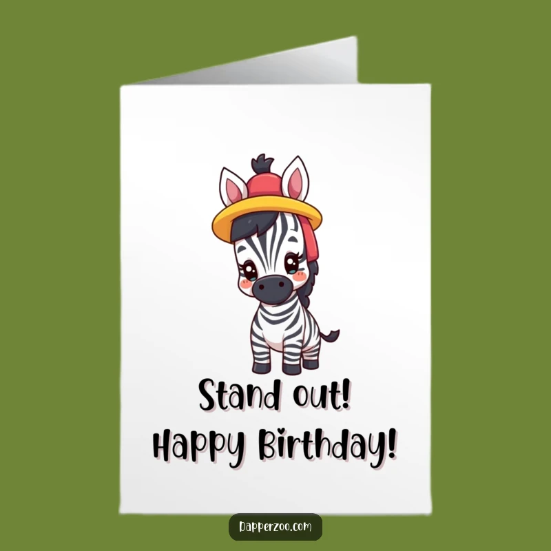 Free Printable Zebra Birthday Card: Comical Hat Fun Downloadable Gift