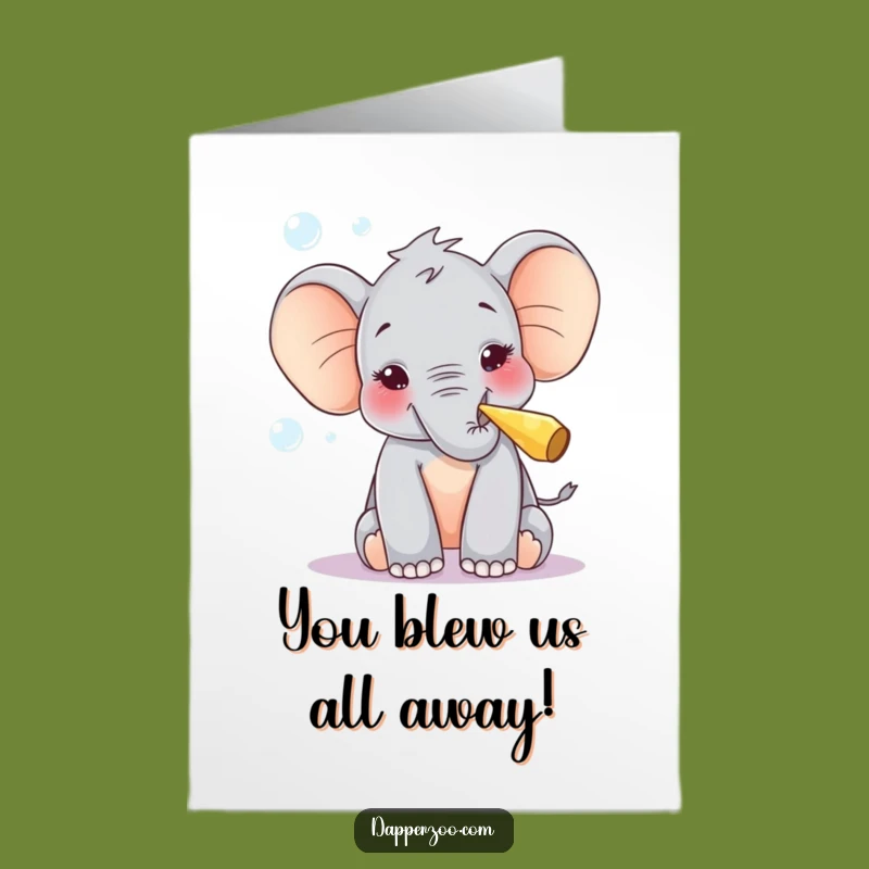 Free Printable Congrats Card: Elephant Calf Bubbles Card - Downloadable Achievement Gift