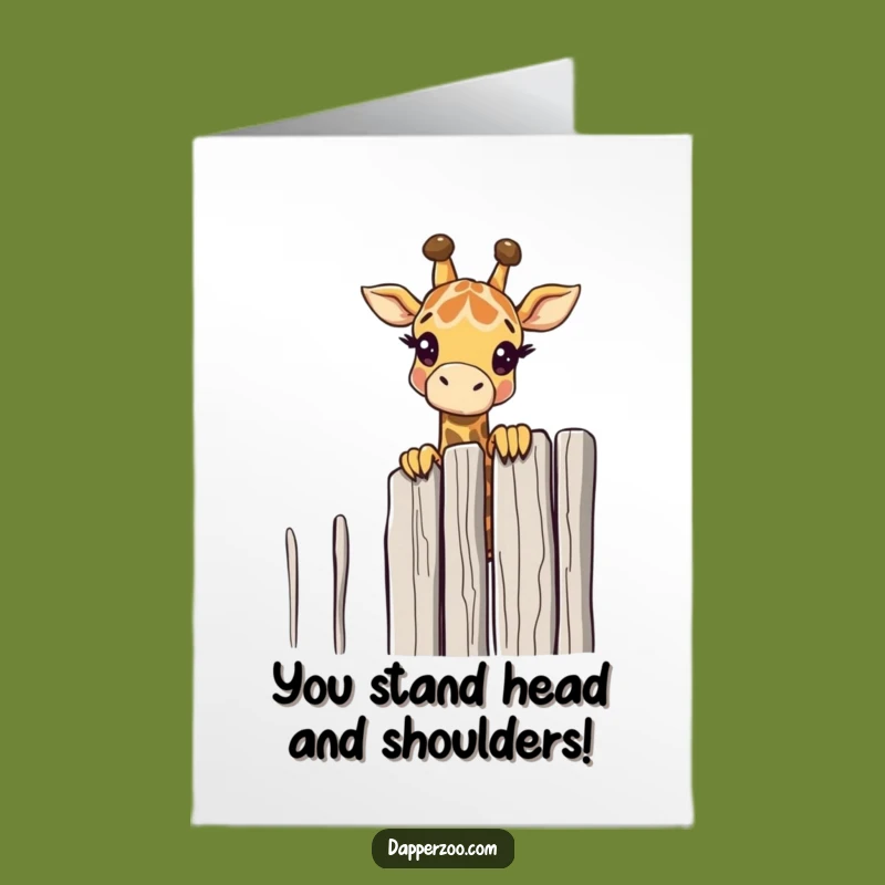 Free Printable Congrats Card: Giraffe Peeking Fence Downloadable