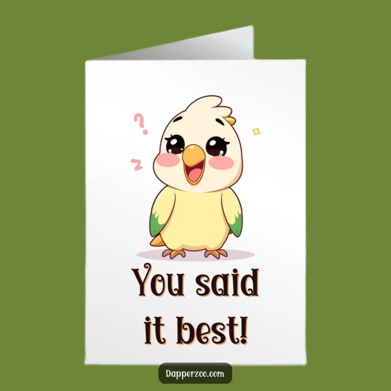 Free Printable Congrats Card: Glee-ful Kawaii Parrot Mimics Your Success