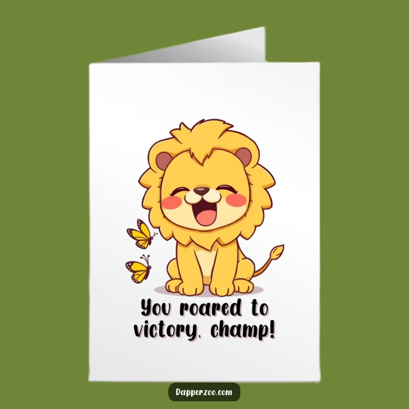 Free Printable Congrats Card: Go Wild! Funny Kawaii Lion Roaring, Downloadable Gift