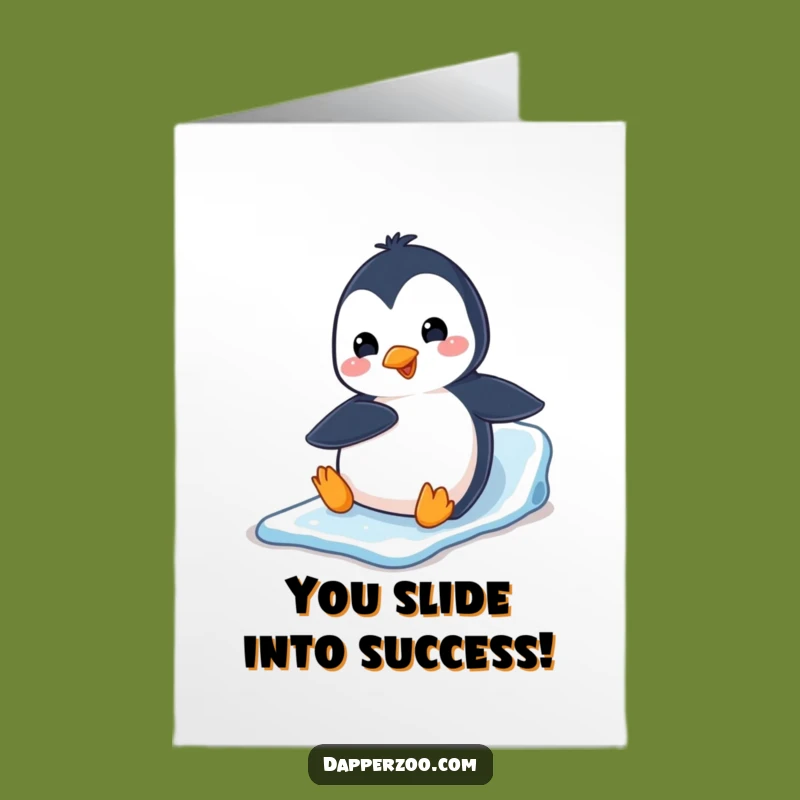 Free Printable Congrats Card: Penguin Belly Slide Celebration Downloadable