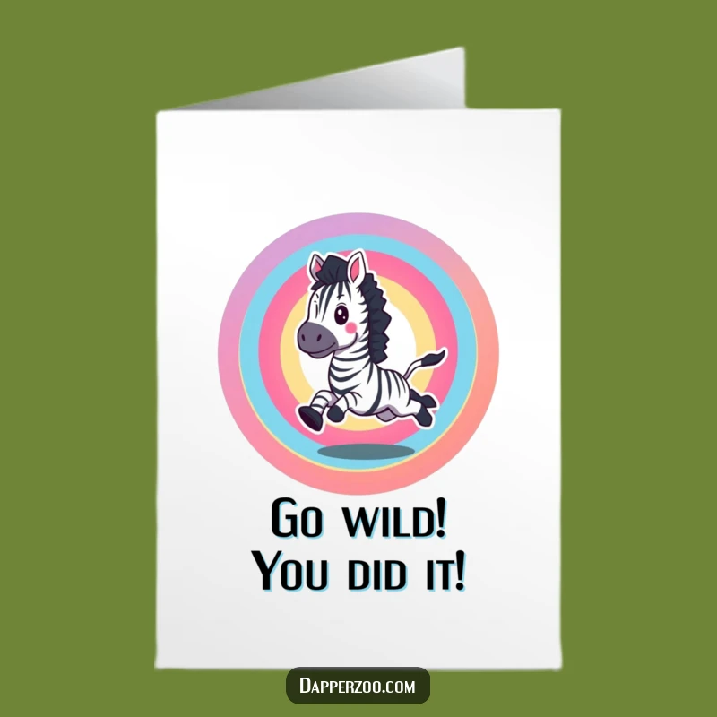 Free Printable Zebra Congratulations Card - Rainbow Gallop Downloadable