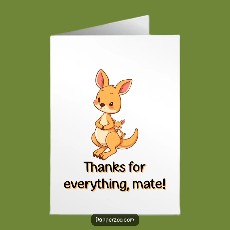 Free Printable Kangaroo Thank You Card: Joey Pouch Gratitude Downloadable Gift