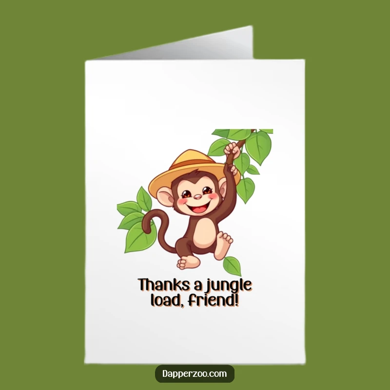 Free Printable Thank You Card: Monkey Jungle Thanks Downloadable