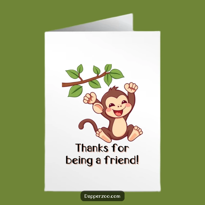 Free Printable Thank You Card: Thanks a Bunch! Funny Kawaii Monkey, Downloadable Gift