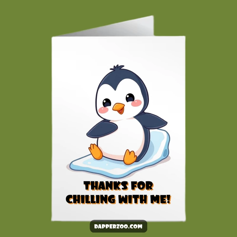 Free Printable Thank You Card: Penguin Belly Slide Thanks Downloadable
