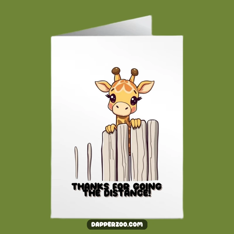 Free Printable Thank You Card: Giraffe Peeking Fence Downloadable