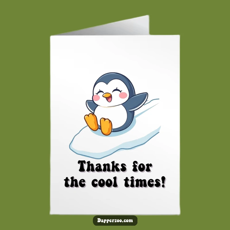 Free Printable Penguin Thank You Card: Winking Slide Gratitude Downloadable Gift