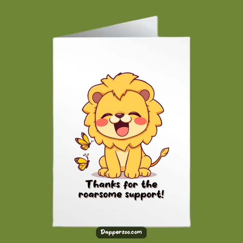 Free Printable Thank You Card: Roar Your Thanks! Funny Kawaii Lion, Downloadable Gift