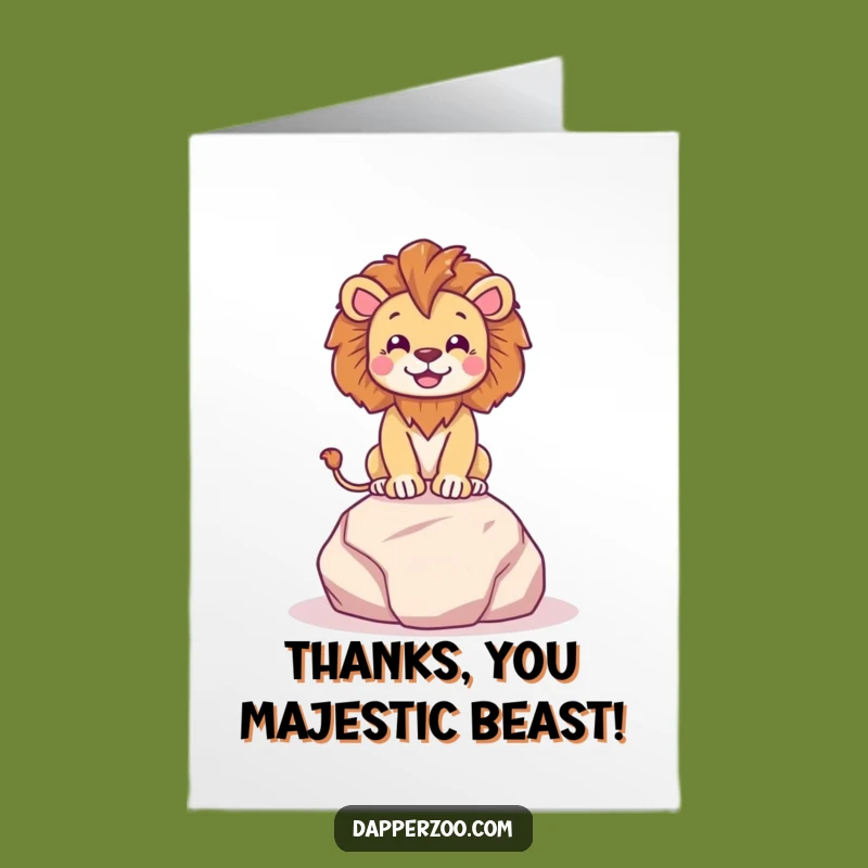 Free Printable Thank You Card: Lion Pose Regal Appreciation Gift
