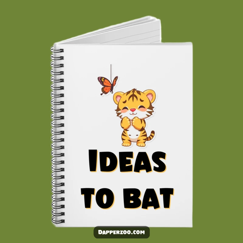 Funny Tiger Cub Butterfly Notebook, Playful Journal for Young Minds