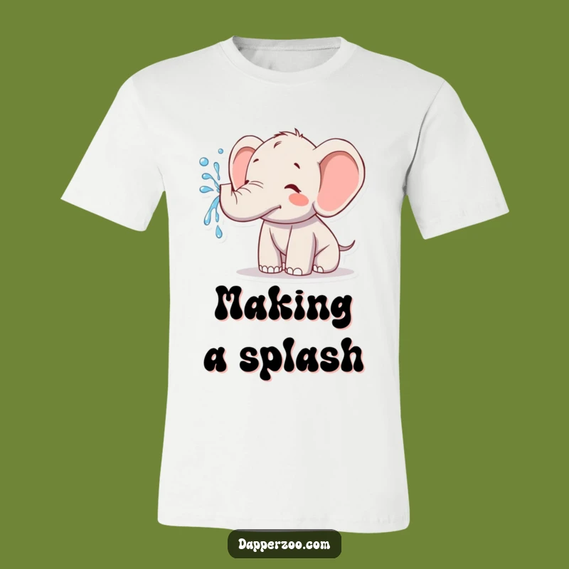 Funny Kawaii Elephant Water Spraying T-Shirt - Playful & Humorous Apparel