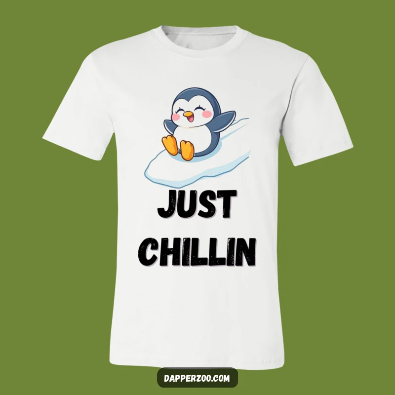Funny Penguin Sliding T-Shirt, Joyful Winter Tee for Wintry Adventures
