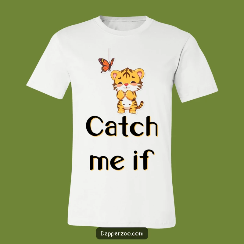 Funny Tiger Cub Butterfly T-Shirt, Playful & Humorous Tee for Kids