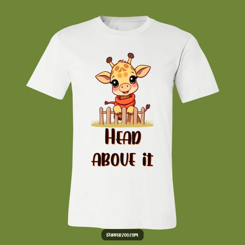 Funny Giraffe Scarf T-Shirt - Playful Peek Over Fence Tee