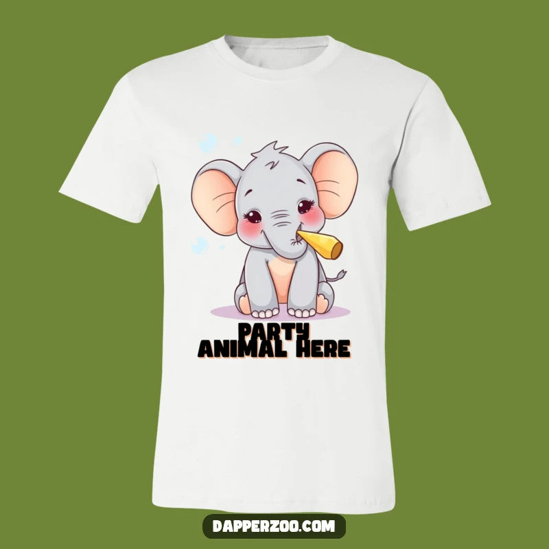 Funny Elephant Party T-Shirt - Bubble Blowing Delight Tee