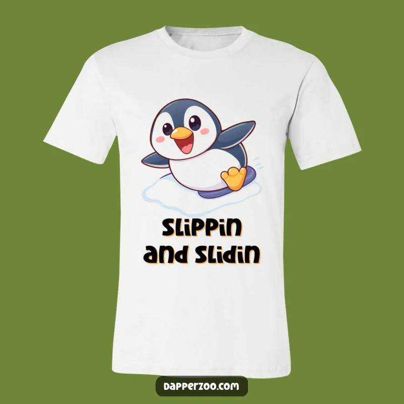 Funny Penguin Belly Slide T-Shirt: Cute Penguin Thrill Seeker, Hilarious Winter Gift!