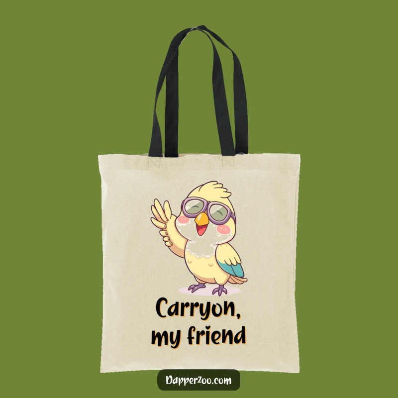 Funny Aviator Parrot Tote Bag: Durable Character Waving, Ideal Funny Gift for Shoppers