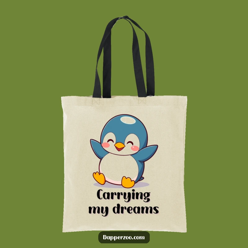 Funny Penguin Flying Tote Bag - Comical Wings Carry-all, Great Gift