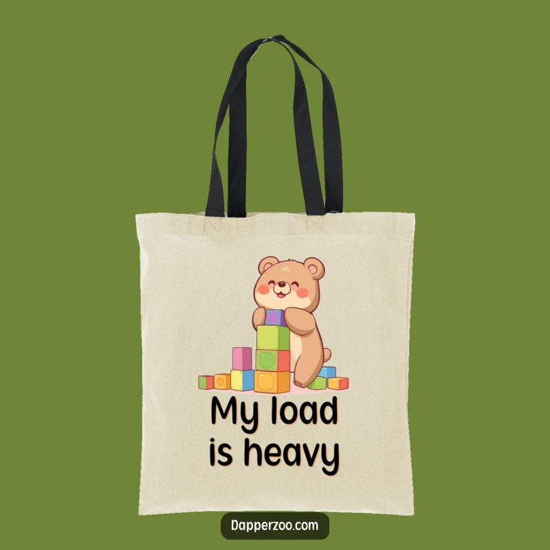 Funny Bear Building Tote Bag - Carry Your Fun with Playful Block Piles