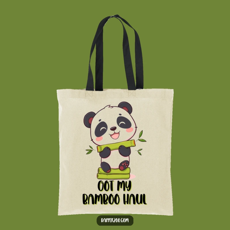 Funny Panda Bamboo Tote Bag: Sturdy Grinning Bear, Practical Funny Gift for Shoppers